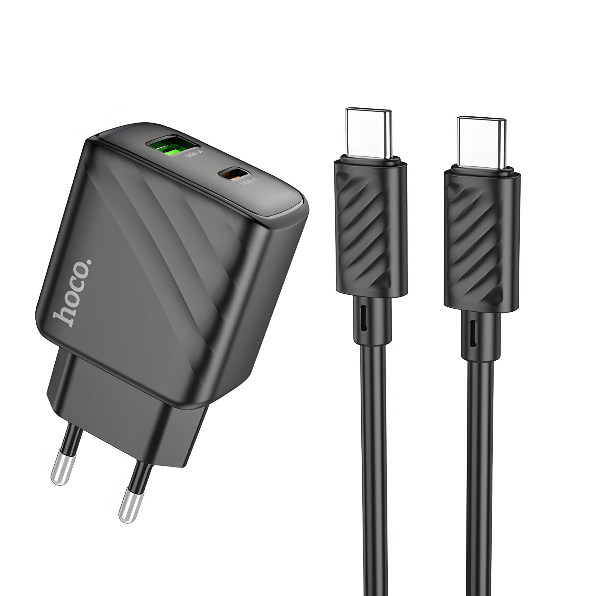 Черное Зарядное Устройство Hoco CS23A 1USB/1USB-C 30W PD/QC + Type-C to Type-C Черное Зарядное Устройство Hoco CS23A 1USB/1USB-C 30W PD/QC + Type-C to Type-C