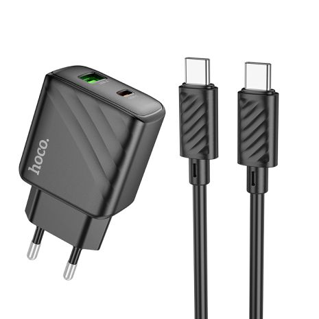 Черное Зарядное Устройство Hoco CS23A 1USB/1USB-C 30W PD/QC + Type-C to Type-C Черное Зарядное Устройство Hoco CS23A 1USB/1USB-C 30W PD/QC + Type-C to Type-C