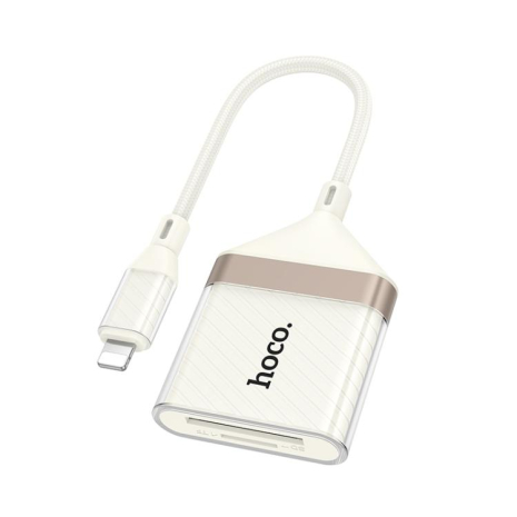 Адаптер переходник Hoco UA40 2-in-1 Lightning to TF/SD apricot