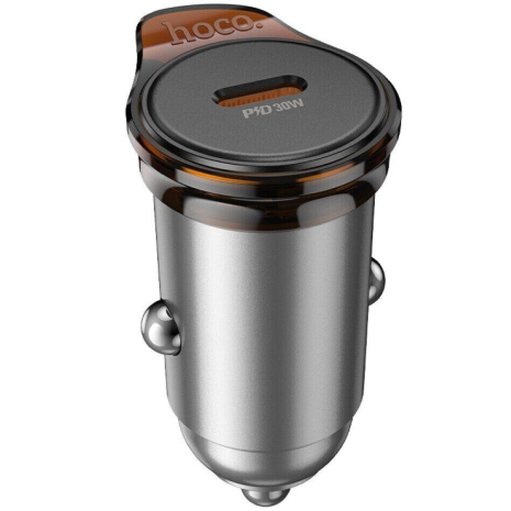Автомобильное зарядное устройство Hoco NZ16 Type-C PD 30W metal grey