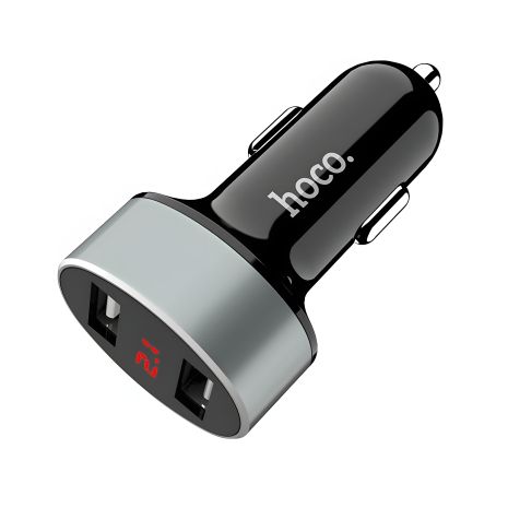 Чарежное устройство для автомобиля Hoco Z26 2 USB с дисплеем черное
