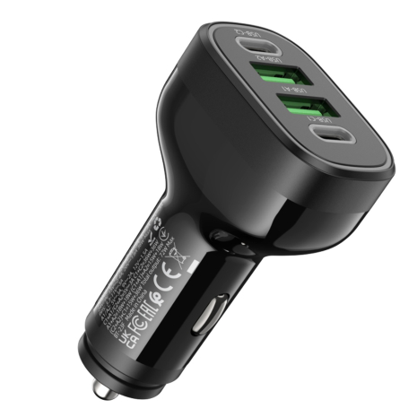 Автомобільний зарядний пристрій Hoco NZ11 2USB/2Type-C PD 72W чорний