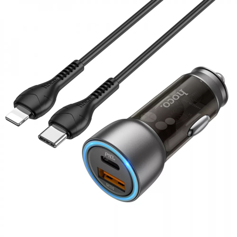 Авто Зарядное Устройство Hoco NZ8 Sprinter 43W PD25W+QC3.0 Type-C to Lightning Синий Авто Зарядное Устройство Hoco NZ8 Sprinter 43W PD25W+QC3.0 Type-C to Lightning Синий