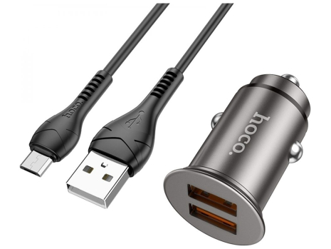 Авто Зарядное Устройство Hoco NZ1 36W QC3.0 Micro Металлически-серый