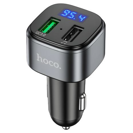 Зарядное устройство автомобильное серебристо-черное Hoco E67 2 USB QC с FM-модулятором