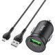 Зарядное устройство автомобильное Hoco Z43 USB QC черное с кабелем USB to MicroUSB