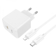 Сетевое Зарядное Устройство Hoco CS13A 1USB-C PD/QC 20W+Type-C to Lightning Белый