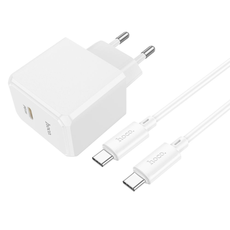 Сетевое Зарядное Устройство Hoco CS13A 1USB-C PD/QC 20W+Type-C to Type-C Белый