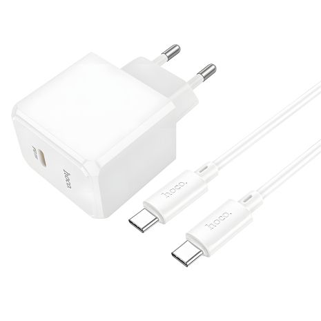 CS13A 1USB-C PD/QC 20W+Type-C to Type-C белое Зарядное Устройство Hoco