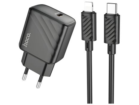 CS22A 1USB-C PD/QC 30W+Type-C to Lightning Черный Зарядное Устройство Hoco CS22A 1USB-C PD/QC 30W+Type-C to Lightning Черный Зарядное Устройство Hoco