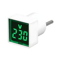 Вольтметр в розетку квадратный EU LED мини GREEN