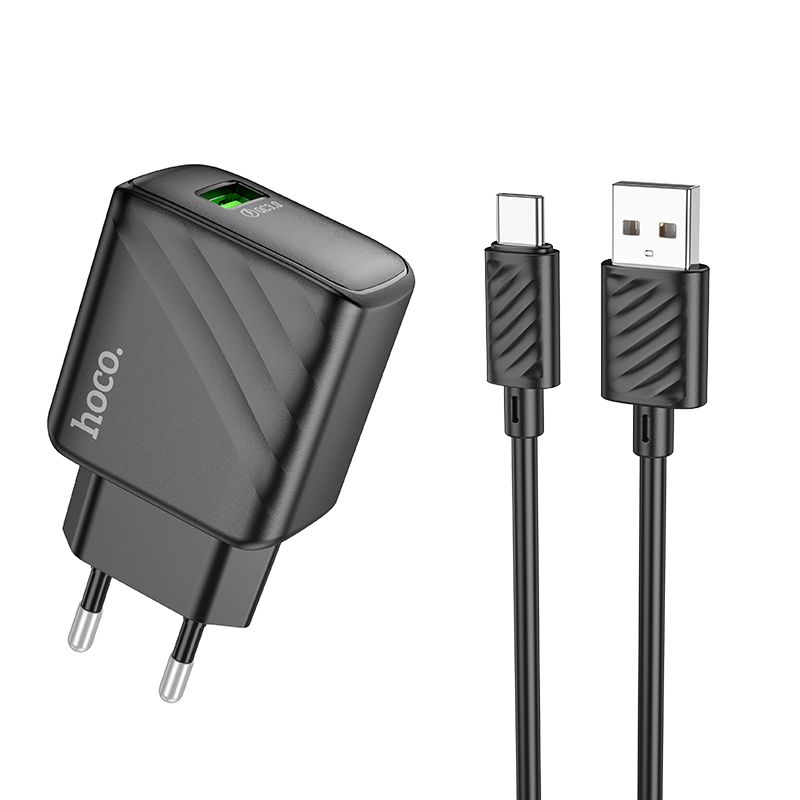 Сетевое Зарядное Устройство Hoco CS21A 1USB QC 18W+USB to Type-C Черный Сетевое Зарядное Устройство Hoco CS21A 1USB QC 18W+USB to Type-C Черный