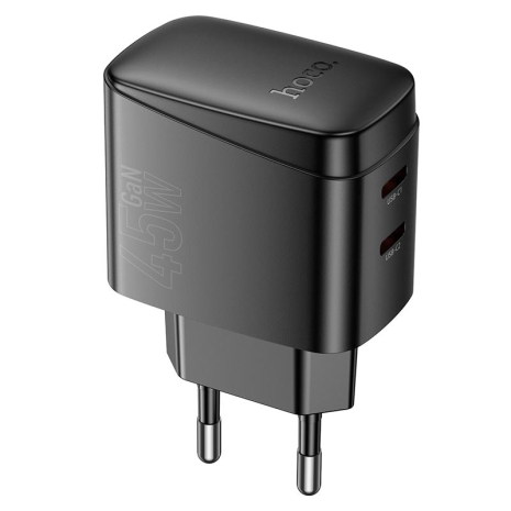 Сетевое Зарядное Устройство Hoco CS62A 2USB-C PD/QC 45W GAN Черный