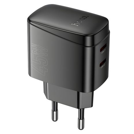 Сетевое Зарядное Устройство Hoco CS62A 2USB-C PD/QC 45W GAN Черный Сетевое Зарядное Устройство Hoco CS62A 2USB-C PD/QC 45W GAN Черный