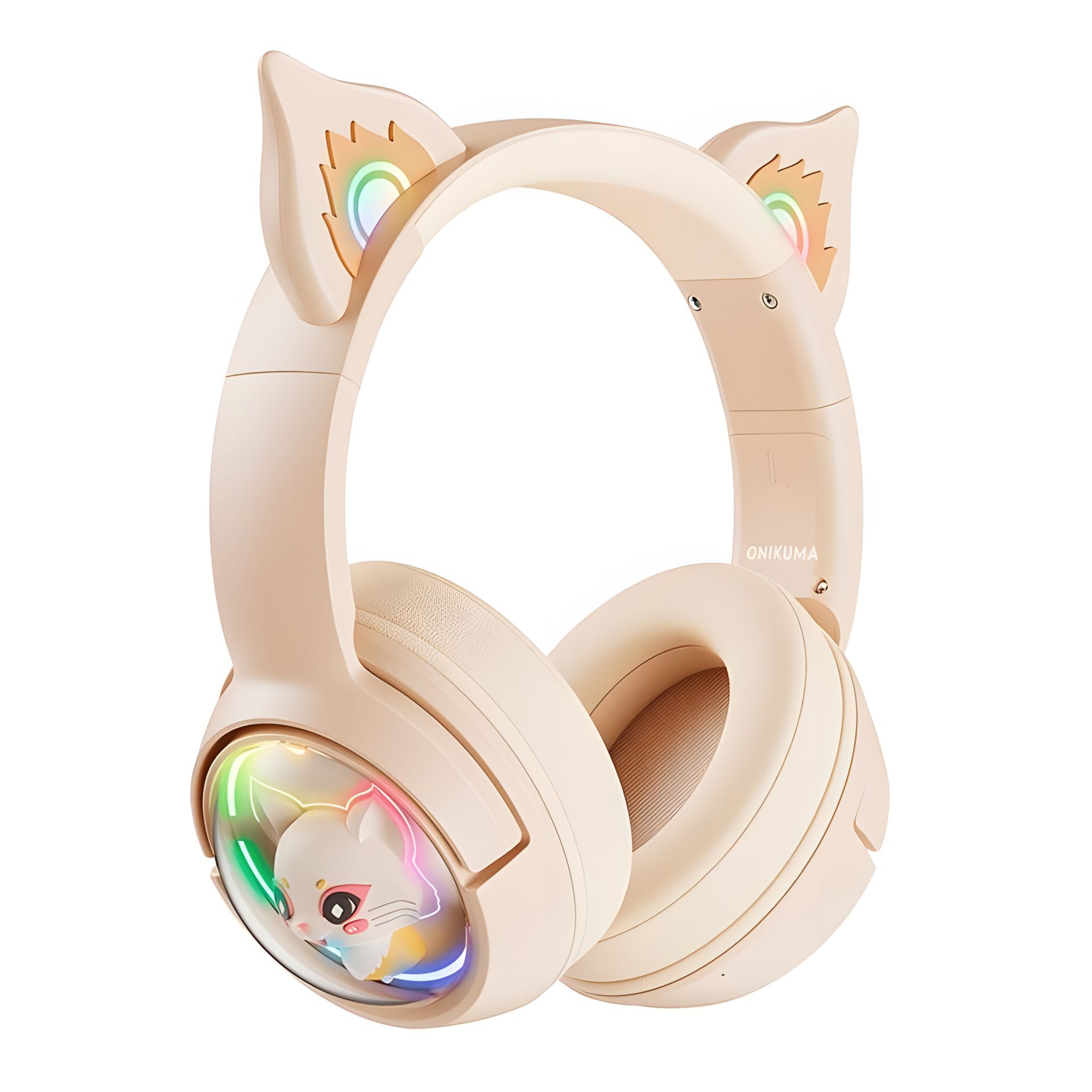 Беспроводные игровые наушники Onikuma Cat Ear Bluetooth B5 |BT/AUX, Type-C, 55H, RGB| ivory Беспроводные игровые наушники Onikuma Cat Ear Bluetooth B5 |BT/AUX, Type-C, 55H, RGB| ivory