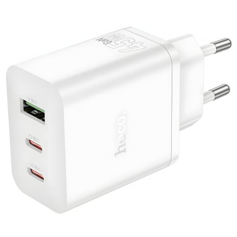 Зарядное устройство Hoco N50 USB/ 2 Type-C PD 45W белое Зарядное устройство Hoco N50 USB/ 2 Type-C PD 45W белое