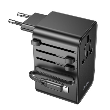 Сетевое зарядное устройство переходник Hoco AC18 2 USB/ Type-C PD 35W black