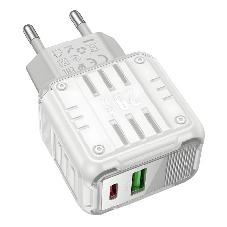 Зарядний пристрій Hoco C135A, USB, Type-C, PD20W, білий