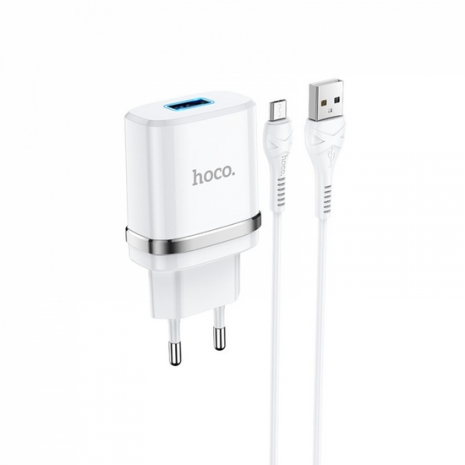 Сетевое зарядное устройство Hoco N1 USB белое + кабель USB to MicroUSB