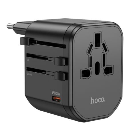 Зарядное устройство сетевое Hoco AC15 2 USB/ Type-C 20W черное