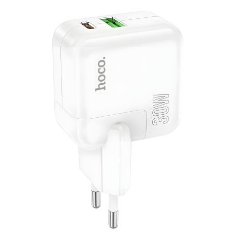 Мережевий зарядний пристрій Hoco C111A Lucky з PD30W та QC3.0, Білий