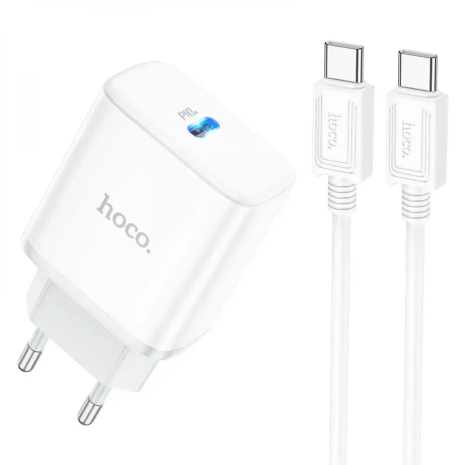 Сетевое Зарядное Устройство Hoco C104A Stage single port PD20W Type-C to Type-C Белый