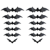 Украшение Halloween Bats 3D Pvc on The Wall Stickers Scary Props (Комплект 12шт) Black
