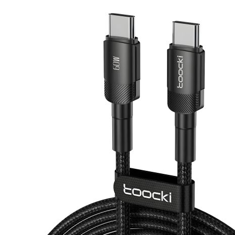 Кабель Toocki 60W Type-C - Type-C 3m, черный Кабель Toocki 60W Type-C - Type-C 3m, черный