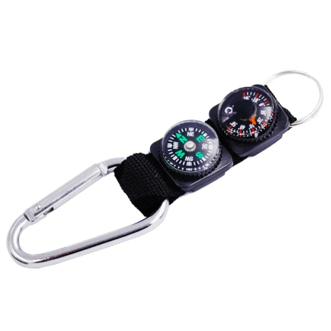 Компас-брелок с термометром Mini Keychain Multifunction Camping Compass Thermometer Outdoor Climbing Survival Device Black