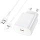 Сетевое зарядное устройство Hoco N22 Type-C PD белое + кабель Type-C to Lightning