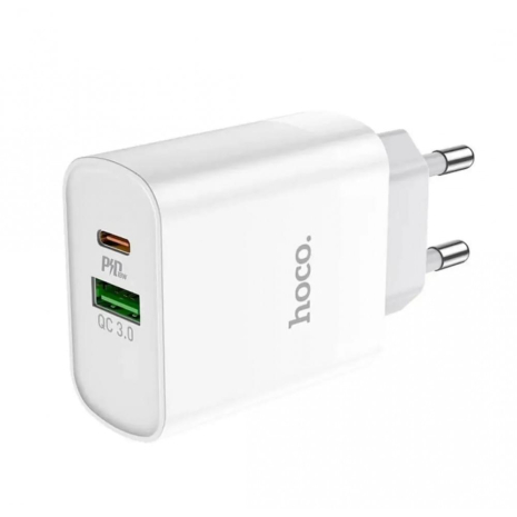 Сетевое зарядное устройство Hoco C80A USB/ Type-C QC PD белое