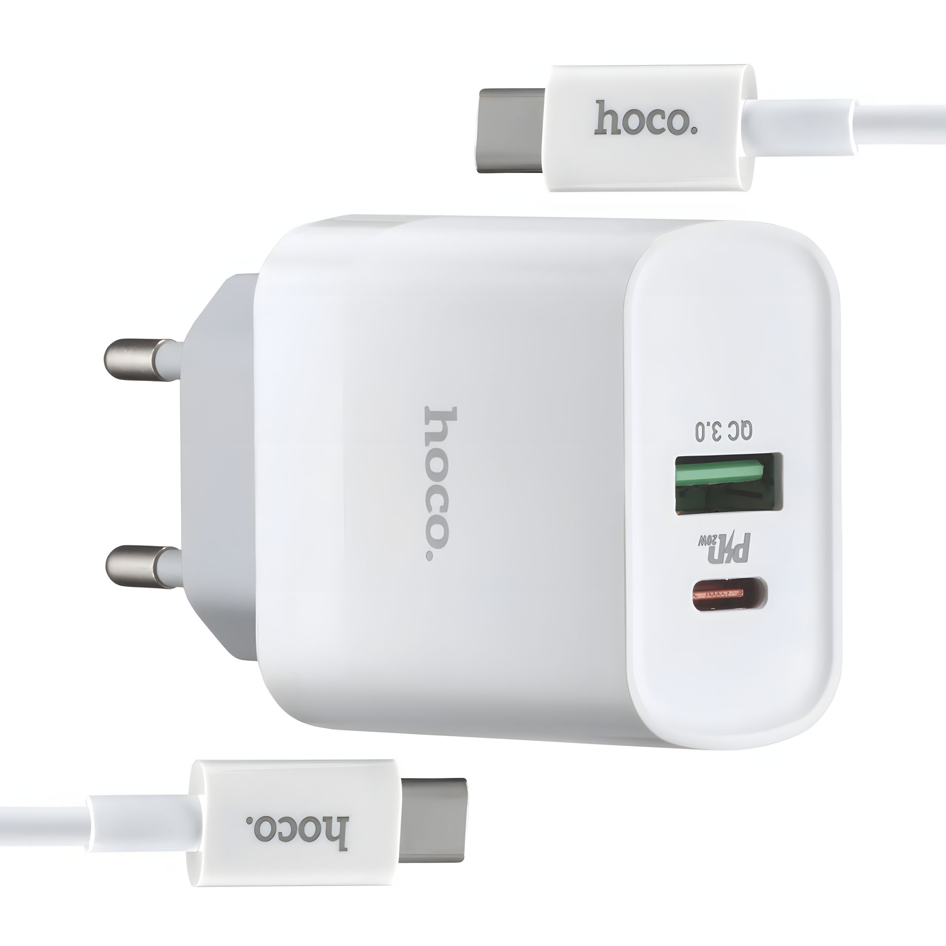 Мережевий зарядний пристрій Hoco C80A, PD 20W з кабелем Type-C Мережевий зарядний пристрій Hoco C80A, PD 20W з кабелем Type-C