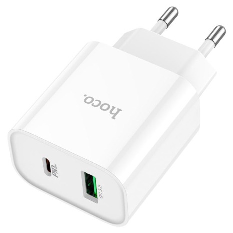 Сетевое зарядное устройство Hoco C80A Plus USB/ Type-C QC PD белое Сетевое зарядное устройство Hoco C80A Plus USB/ Type-C QC PD белое