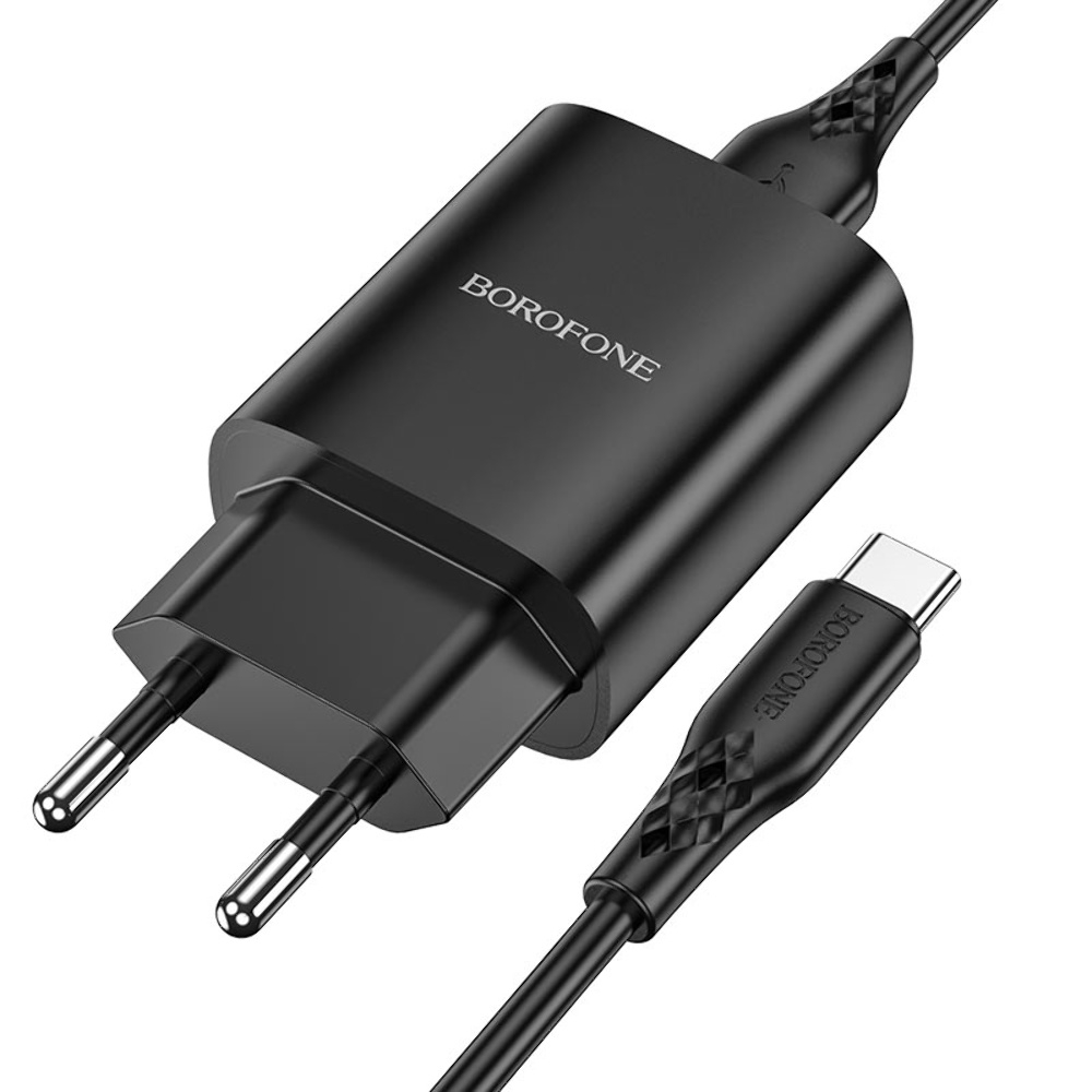 Сетевое зарядное устройство Borofone BN1 USB черное + кабель USB to Type-C Сетевое зарядное устройство Borofone BN1 USB черное + кабель USB to Type-C