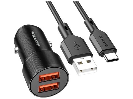 Авто Зарядное Устройство Borofone BZ19 Wisdom Type C 2.4A Чёрный