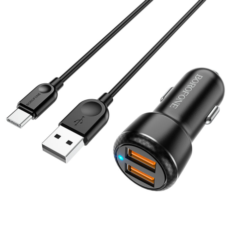 Авто Зарядное Устройство Borofone BZ17 QC3.0 18W +Type C Чёрный