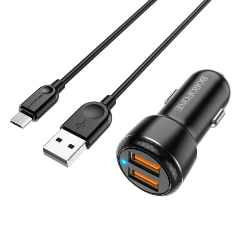 Авто Зарядное Устройство Borofone BZ17 QC3.0 18W +Micro Чёрный