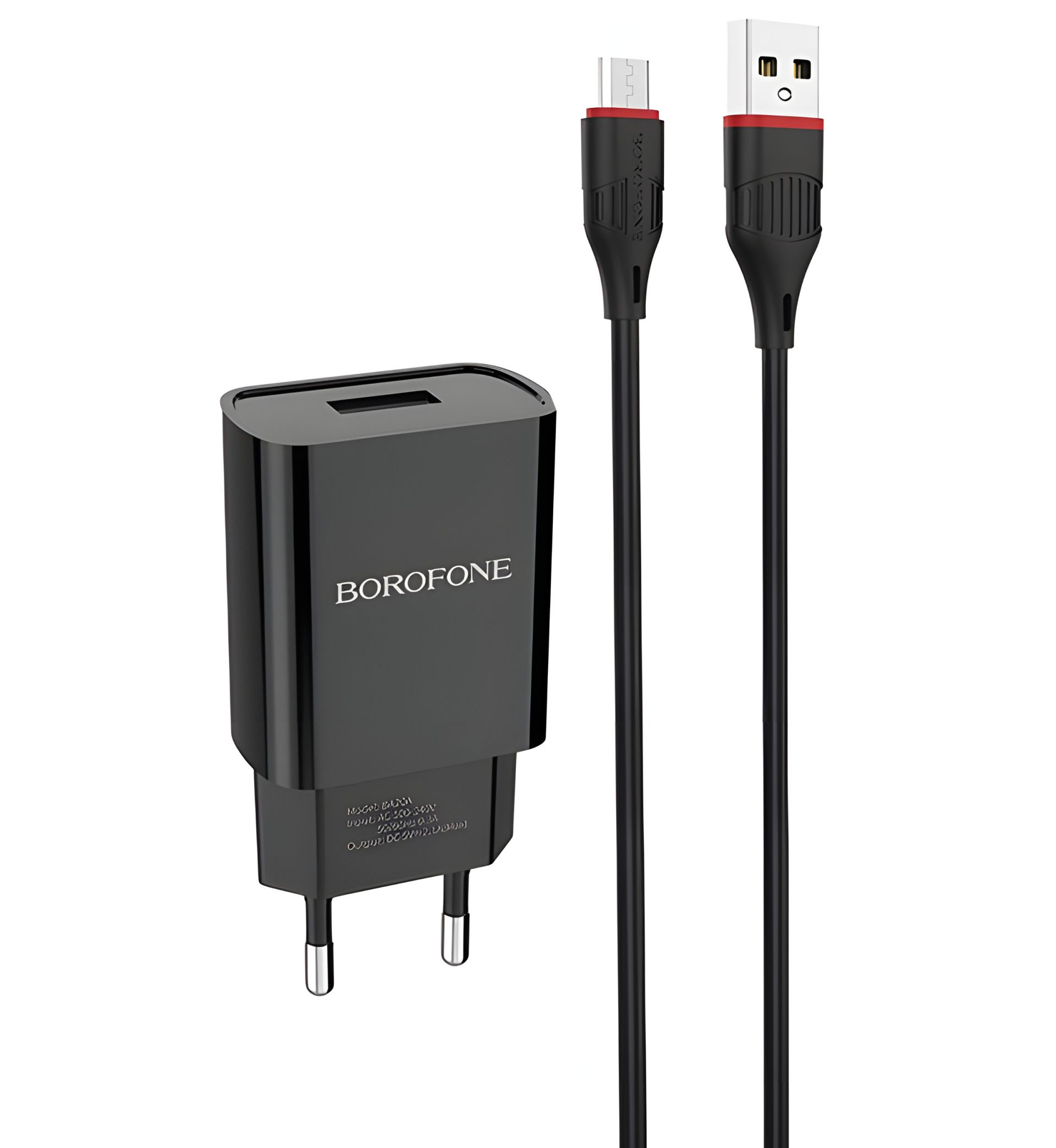 Мережевий зарядний пристрій Borofone BA20A, кабель USB to MicroUSB, 1USB, 2.1A, Black мобільний Мережевий зарядний пристрій Borofone BA20A, кабель USB to MicroUSB, 1USB, 2.1A, Black мобільний