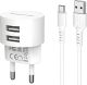 Зарядний пристрій Borofone BA23A 2 USB 2.4А, білий з кабелем USB to Type-C