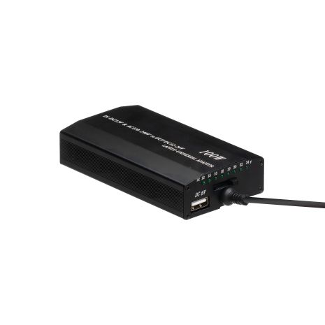 100W универсальное зарядное устройство для ноутбука с авто адаптером, черное