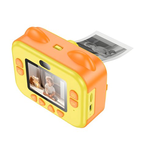 Цифровая фото-видео камера для детей HOCO Dual-camera children printing camera DV204 | 2.4" HD экран | желтая
