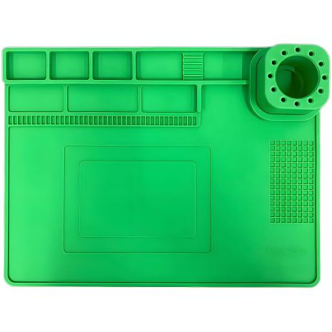 Теплоизоляционный коврик из силикона TELIJIA TE-722 для пайки и ремонта техники 400x300mm Green