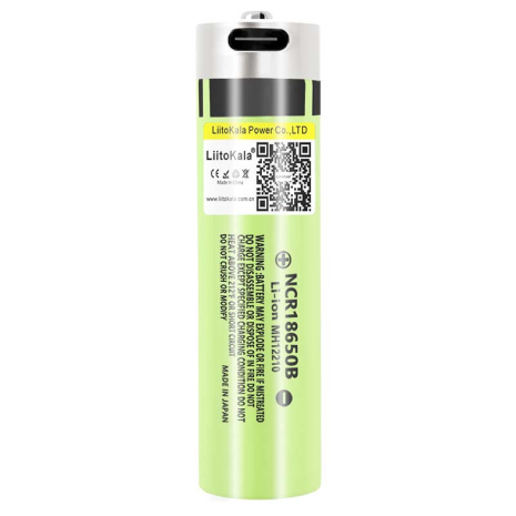 Аккумулятор LiitoKala 34B-USB 18650 / NCR18650B / Type-C / Защита / 3A / 3400mah / Original