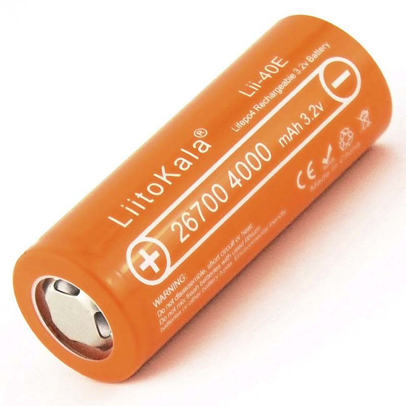 Аккумулятор LiitoKala Lii-40E 26700 / LiFePO4 / 12А / 3,2В / 4000 mАh / плоский контакт / Original Аккумулятор LiitoKala Lii-40E 26700 / LiFePO4 / 12А / 3,2В / 4000 mАh / плоский контакт / Original
