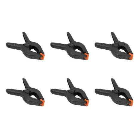 Пластиковые пружинные струбцины, комплект 6 шт |7х5 см, раскрытие до 3 см | Black-Orange