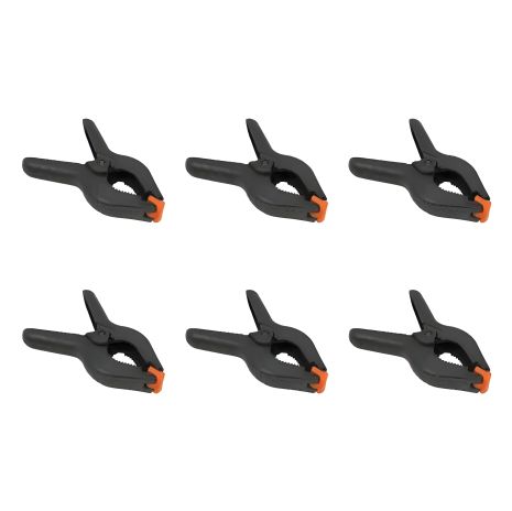 Пружинні пластикові затискачі (6 шт, 7х5 см, до 3 см), Black-Orange