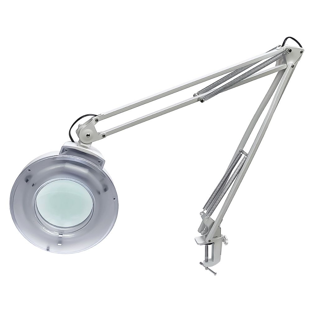 Лупа Aida A-198 на складной ноге со струбциной и подсветкой (d=126 мм, 8X) Лупа Aida A-198 на складной ноге со струбциной и подсветкой (d=126 мм, 8X)