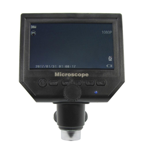 Цифровой микроскоп с монитором 4.3" G600 (запись видео и фото на microSD (16gb class 10), фокус 20-120 мм, кратность увеличения 600X)