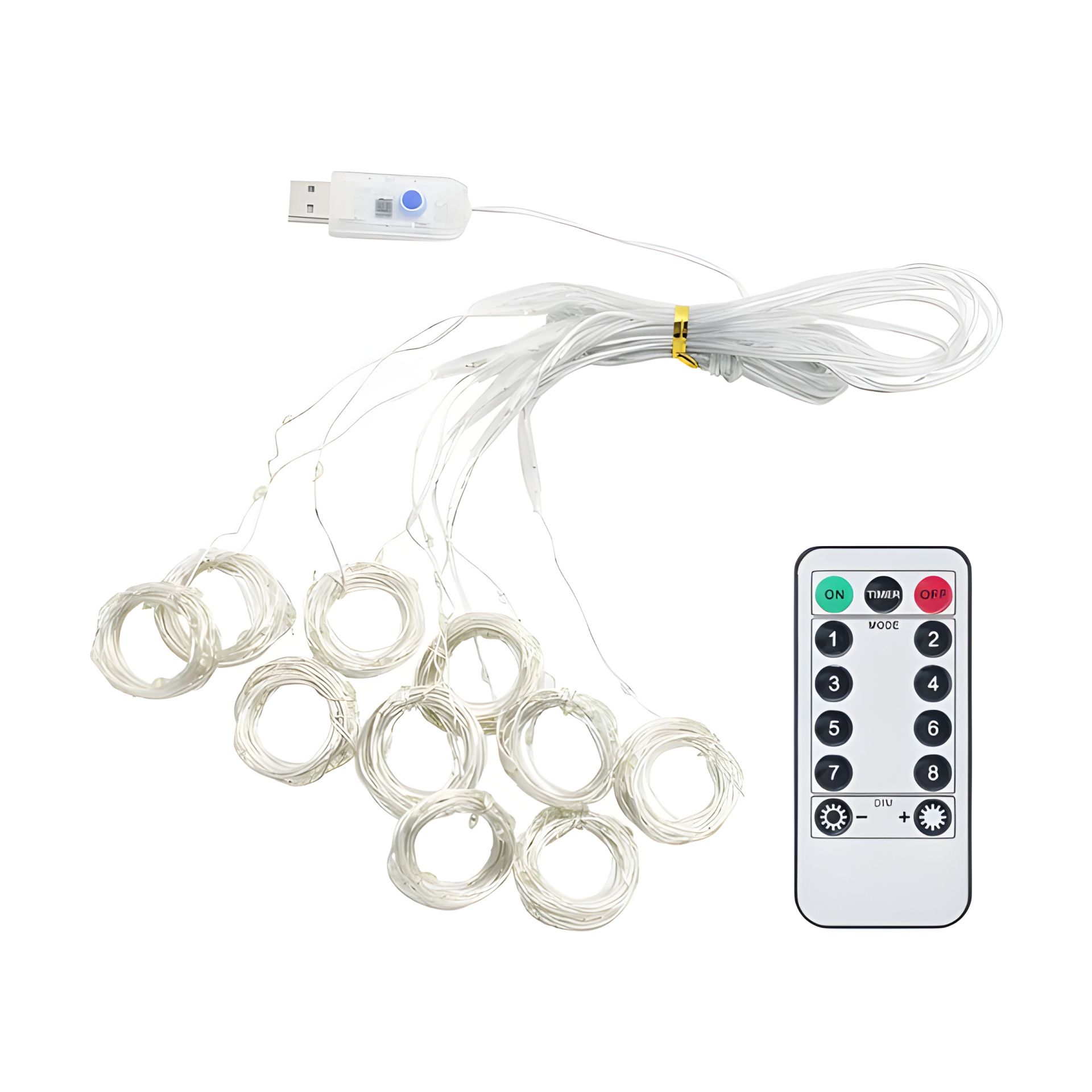 Светодиодная гирлянда USB-штора, теплая белая, 6x3 м, без крючков, 8 режимов, с пультом Светодиодная гирлянда USB-штора, теплая белая, 6x3 м, без крючков, 8 режимов, с пультом