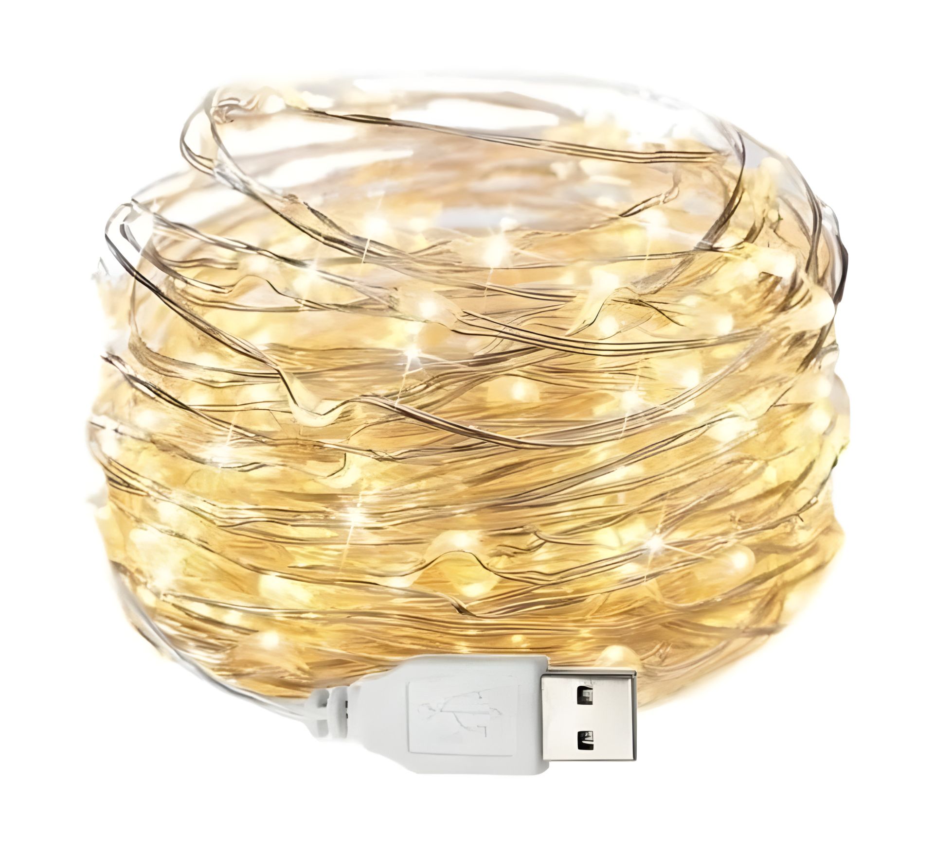 Простая светодиодная гирлянда USB 20м с теплым светом Простая светодиодная гирлянда USB 20м с теплым светом